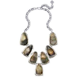Kendra Scott Harlow Silver Statement Necklace in Suspended Black Pearl
